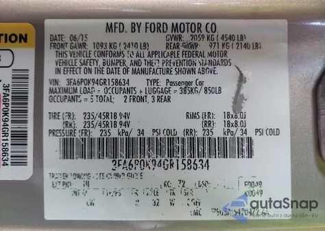 2016 Ford Fusion Titanium from USA, damaged, VIN 3FA6P0K94GR158634